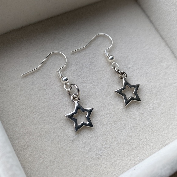 Handmade Silver Star Earrings - Picture 7 of 13